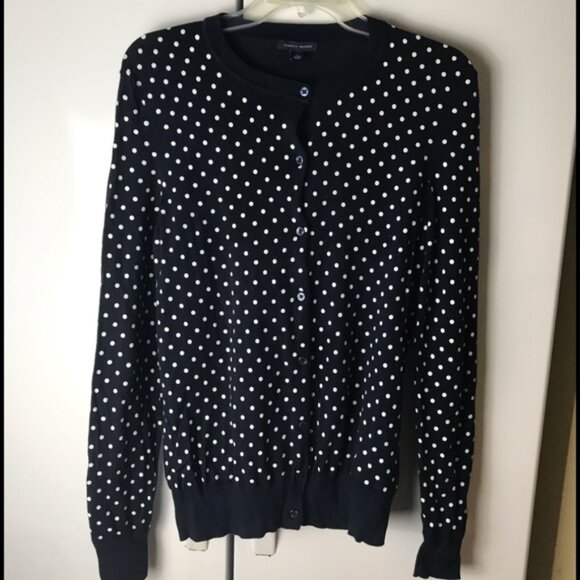 Tommy Hilfiger Polka Dot Cotton Cardigan Sweater Cardi Knit Top Jacket Preppy M - Picture 2 of 8